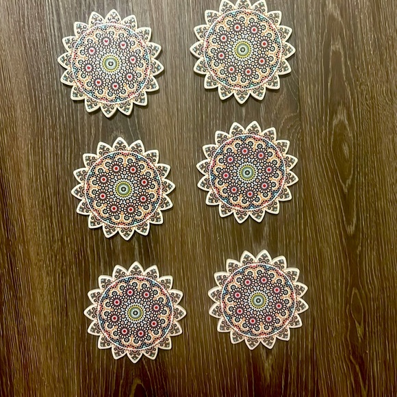 traditional Moroccan ceramic coaster, geometric Moroccan zalij style set of 6 - Picture 2 of 2